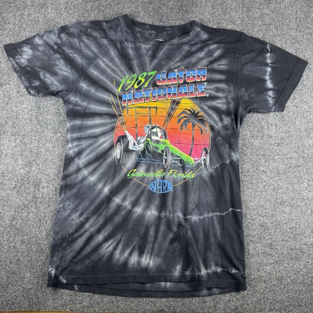 VTG NHRA 1987 Gator Nationals T-Shirt Size M Black Retro Car Graphic Cotton Men